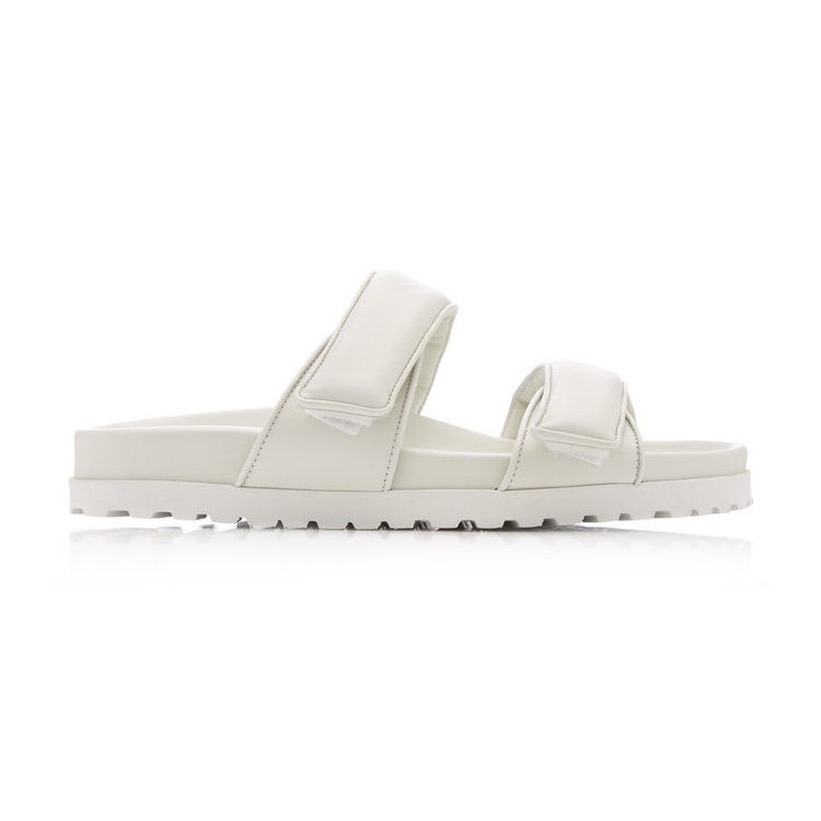 Gia Borghini White Puffy Leather Sandals Aso Hailey Bieber